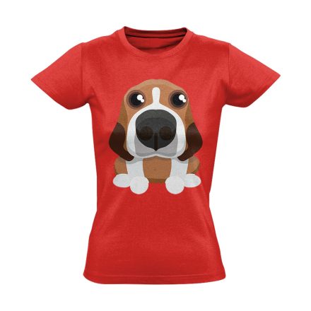 Zukker beagle-ös női póló (piros)