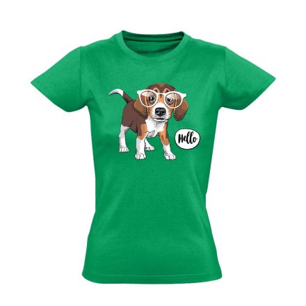 Belló beagle-ös női póló (zöld)