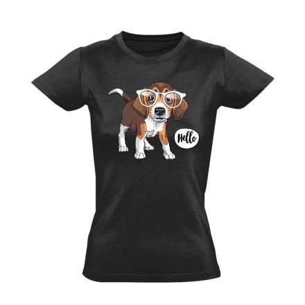 Belló beagle-ös női póló (fekete)