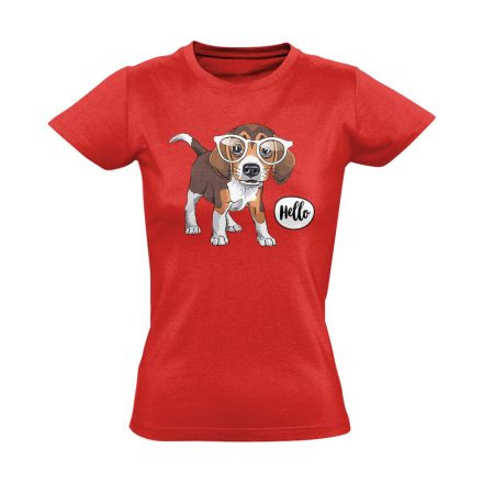 Belló beagle-ös női póló (piros)