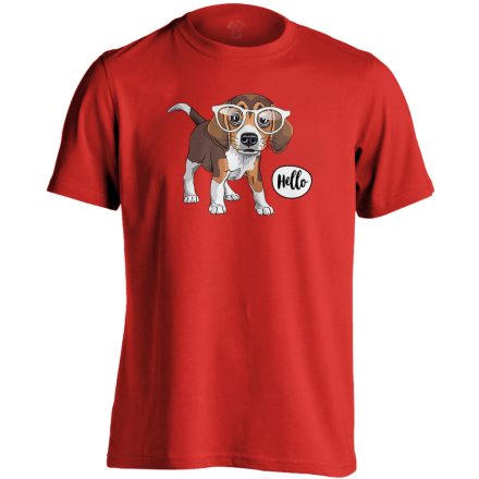 Belló beagle-ös férfi póló (piros)