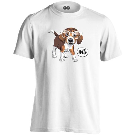 Belló beagle-ös férfi póló (fehér)