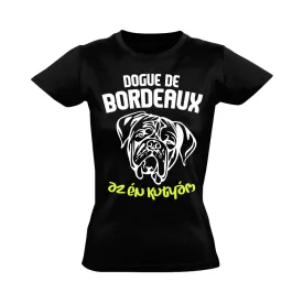 Bûsqueségem bordeaux-i dogos női póló (fekete)