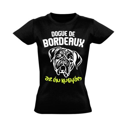 Bûsqueségem bordeaux-i dogos női póló (fekete)
