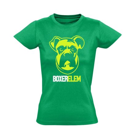BoXerelem boxer kutyás női póló (zöld)