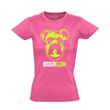 BoXerelem boxer kutyás női póló (rózsaszín)