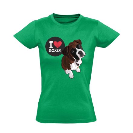 I Love Boxer boxer kutyás női póló (zöld)