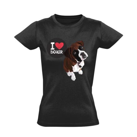 I Love Boxer boxer kutyás női póló (fekete)
