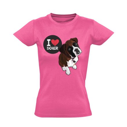 I Love Boxer boxer kutyás női póló (rózsaszín)