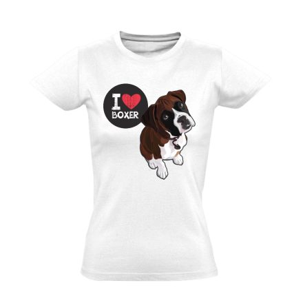 I Love Boxer boxer kutyás női póló (fehér)