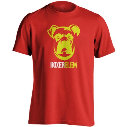 BoXerelem boxer kutyás férfi póló (piros)
