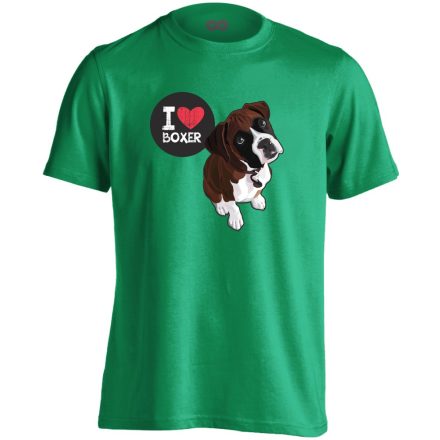 I Love Boxer boxer kutyás férfi póló (zöld)