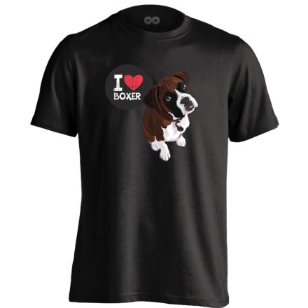 I Love Boxer boxer kutyás férfi póló (fekete)