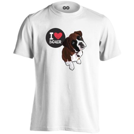 I Love Boxer boxer kutyás férfi póló (fehér)