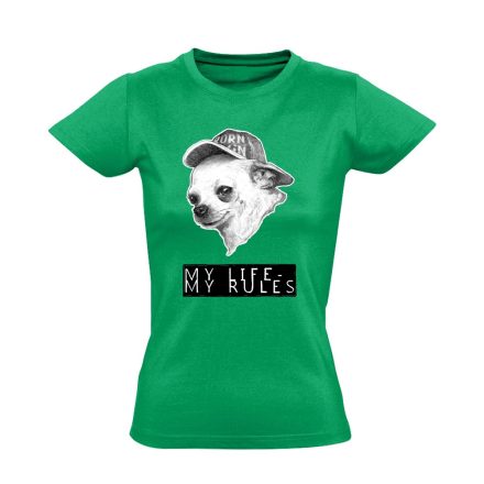 MyLife-MyRules csivavás női póló (zöld)