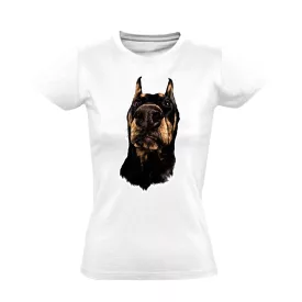 HolACica? dobermanos női póló (fehér)