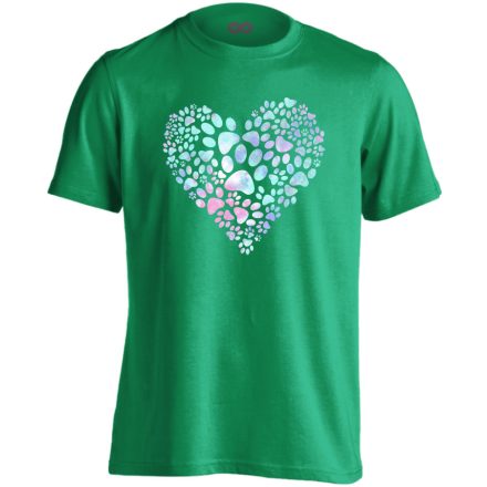 Tappancsos szeretet kutyás férfi póló (zöld)
