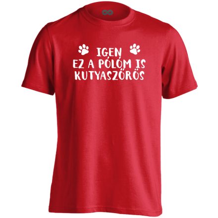 Kutyaszőrös kutyás férfi póló (piros)