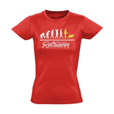 Retrievolúció golden retrieveres női póló (piros)