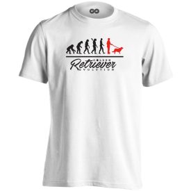 Retrievolúció golden retrieveres férfi póló (fehér)