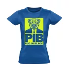 PugInBlack mopszos női póló (kék)