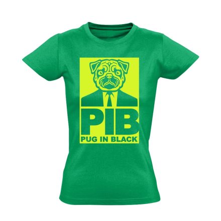 PugInBlack mopszos női póló (zöld)