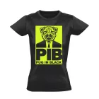 PugInBlack mopszos női póló (fekete)