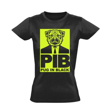 PugInBlack mopszos női póló (fekete)