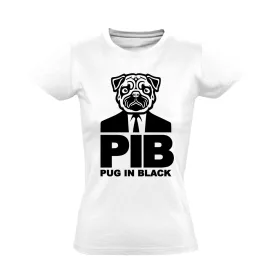 PugInBlack mopszos női póló (fehér)