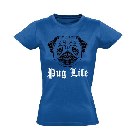 PugLife mopszos női póló (kék)