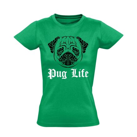 PugLife mopszos női póló (zöld)