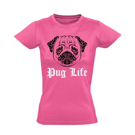 PugLife mopszos női póló (rózsaszín)