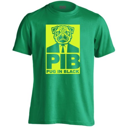 PugInBlack mopszos férfi póló (zöld)