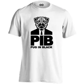 PugInBlack mopszos férfi póló (fehér)