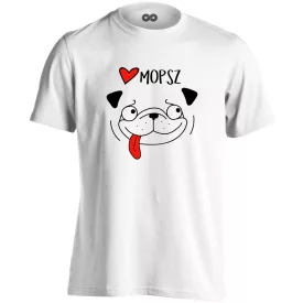 Mopszerelem mopszos férfi póló (fehér)