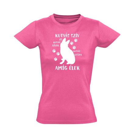 Életrevaló német juhászkutyás női póló (rózsaszín)