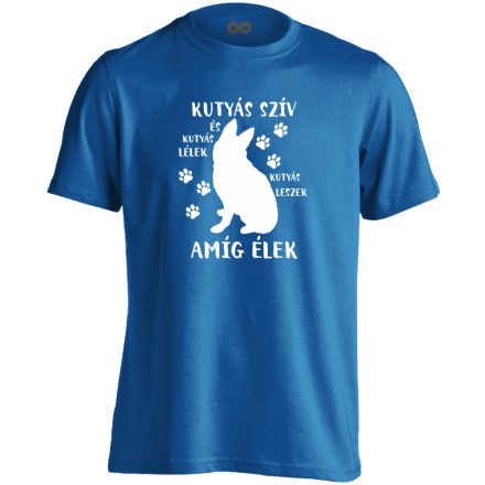 Életrevaló német juhászkutyás férfi póló (kék)