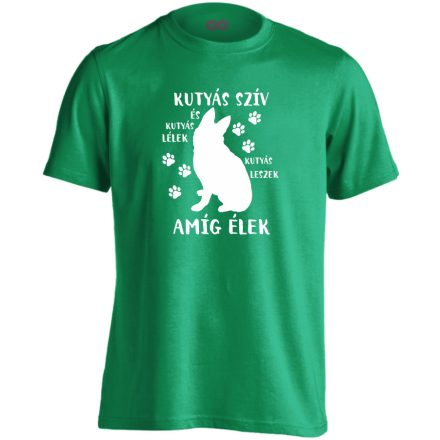 Életrevaló német juhászkutyás férfi póló (zöld)