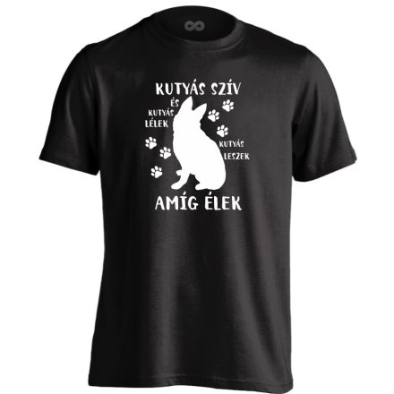Életrevaló német juhászkutyás férfi póló (fekete)