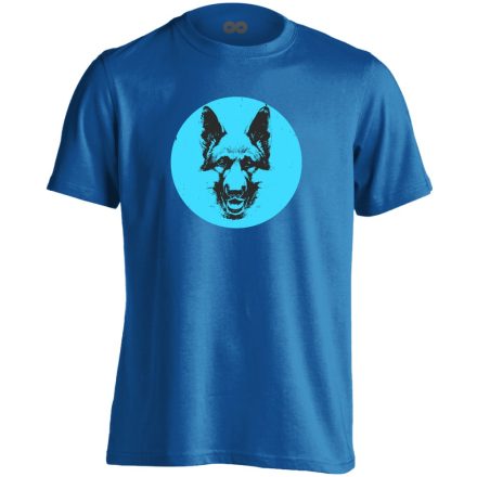 Vigyori német juhászkutyás férfi póló (kék)
