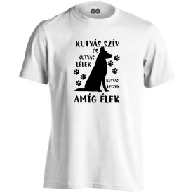 Német juhász amíg élek kutyás férfi póló (fehér)