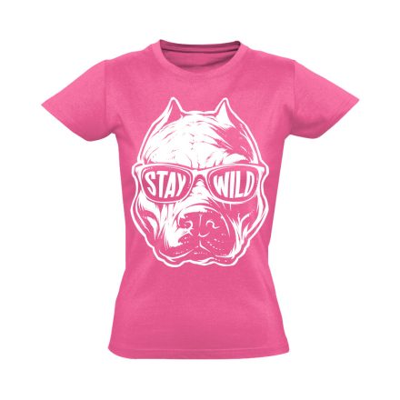 StayWild pitbullos női póló (rózsaszín)