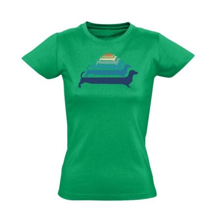 Távol vagy magasan tacskós női póló (zöld)