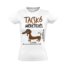 Méretezés tacskós női póló (fehér)