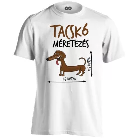 Méretezés tacskós férfi póló (fehér)