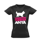 YorkieAnya yorkshire terrieres női póló (fekete)