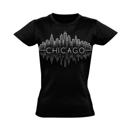 Chicago "éjjeli" USA női póló (fekete)