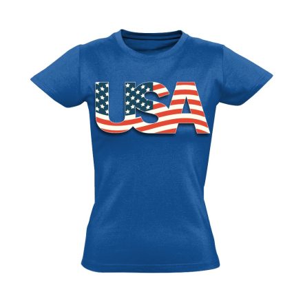 Zászló "betűkép" USA női póló (kék)