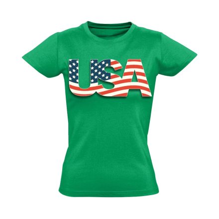 Zászló "betűkép" USA női póló (zöld)