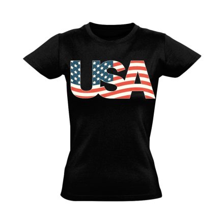 Zászló "betűkép" USA női póló (fekete)